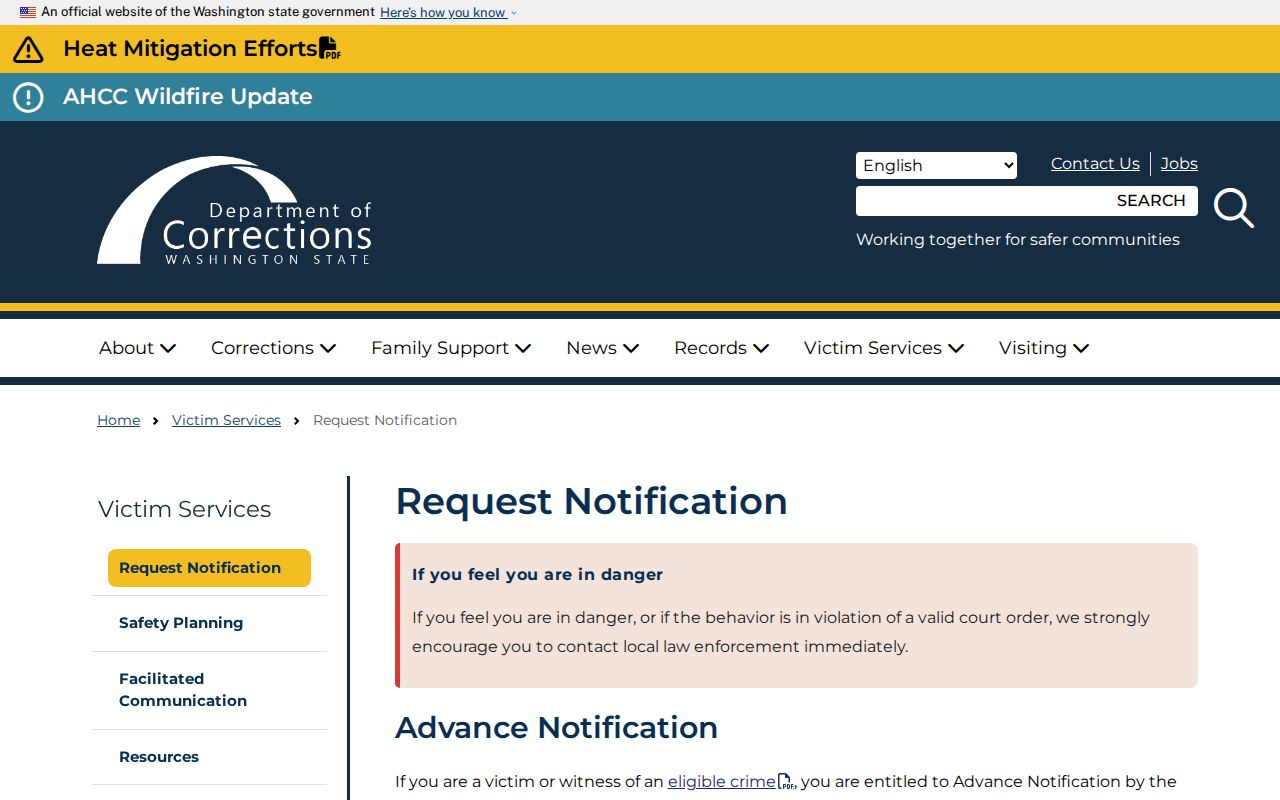 Adams County arrest custody notification options