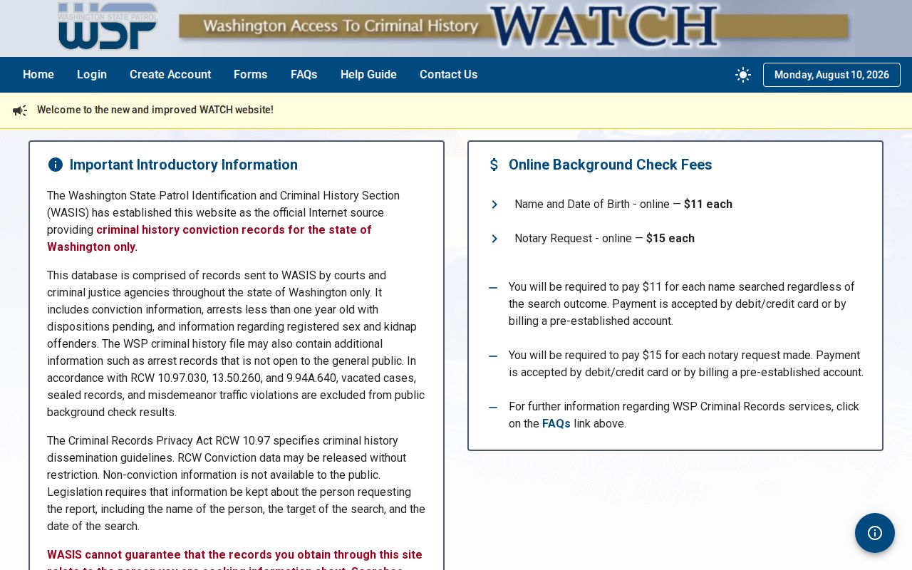 Adams County criminal history WATCH name and birth date search