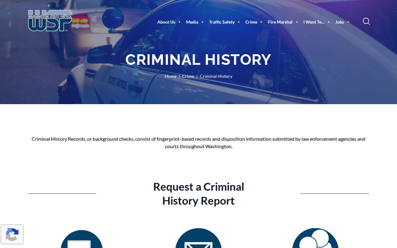 Adams County criminal history Washington State Patrol services