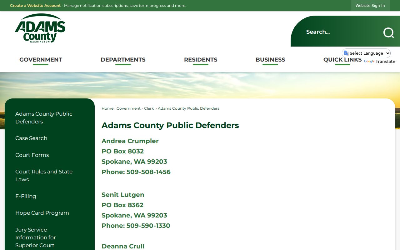 Adams County criminal court records and appointed defender contacts